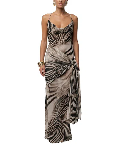 JLUXLABEL ZEBRA PRINT INFINITE JOURNEY MAXI DRESS
