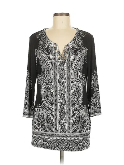 Pre-owned Jm Collection 3/4 Sleeve Blouse In Black