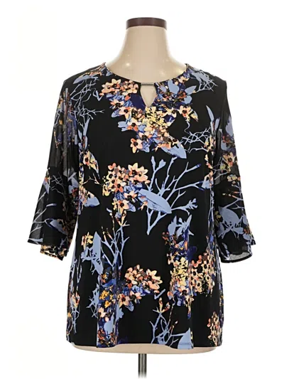 Pre-owned Jm Collection 3/4 Sleeve Blouse In Black