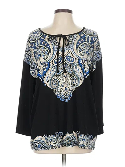 Pre-owned Jm Collection 3/4 Sleeve Blouse In Black