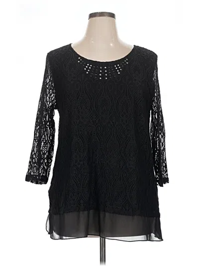 Pre-owned Jm Collection 3/4 Sleeve Blouse In Black