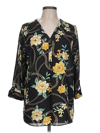 Pre-owned Jm Collection 3/4 Sleeve Blouse In Black