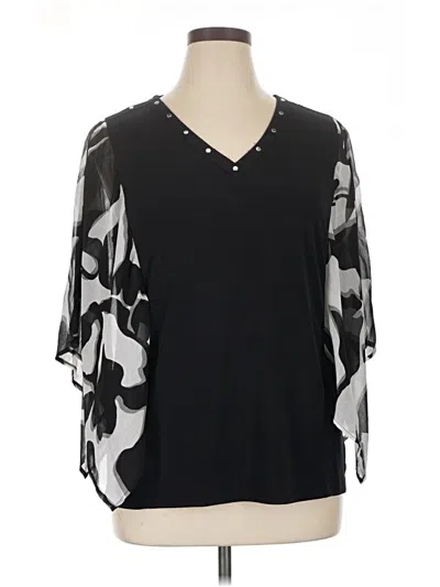 Pre-owned Jm Collection 3/4 Sleeve Blouse In Black