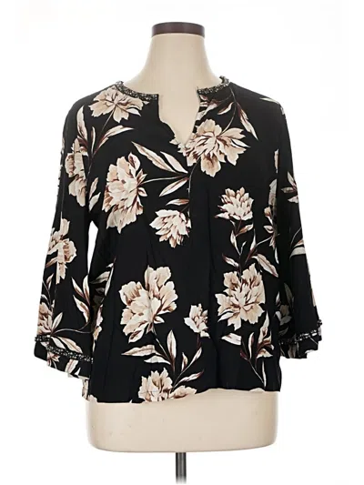 Pre-owned Jm Collection 3/4 Sleeve Blouse In Black