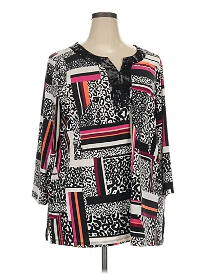 Pre-owned Jm Collection 3/4 Sleeve Blouse In Black
