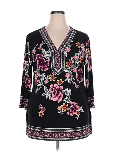 Pre-owned Jm Collection 3/4 Sleeve Blouse In Black