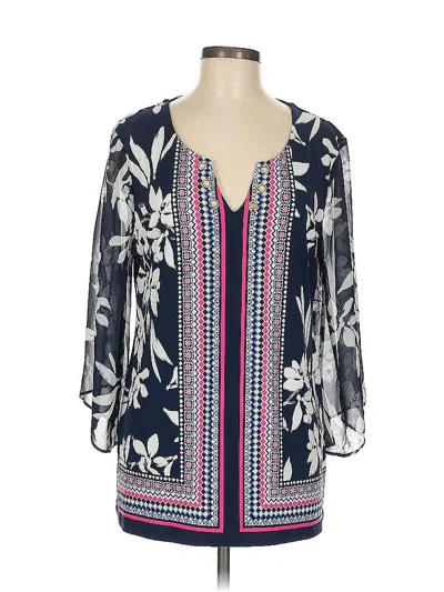 Pre-owned Jm Collection 3/4 Sleeve Blouse In Blue