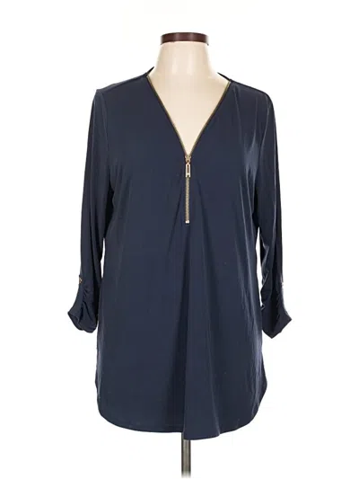 Pre-owned Jm Collection 3/4 Sleeve Blouse In Blue