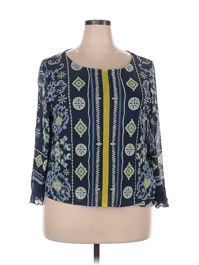 Pre-owned Jm Collection 3/4 Sleeve Blouse In Blue