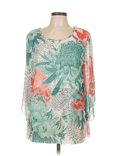 Pre-owned Jm Collection 3/4 Sleeve Blouse In Blue