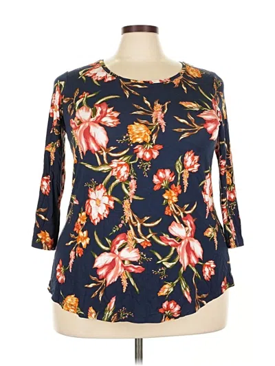 Pre-owned Jm Collection 3/4 Sleeve Blouse In Blue