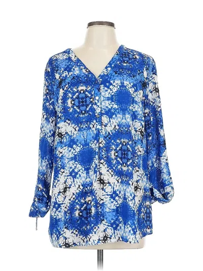 Pre-owned Jm Collection 3/4 Sleeve Blouse In Blue