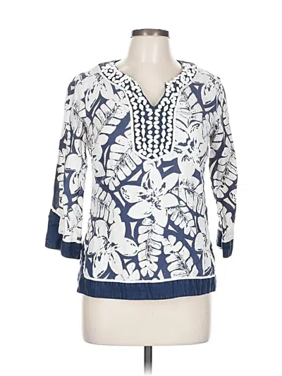 Pre-owned Jm Collection 3/4 Sleeve Blouse In Blue