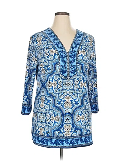 Pre-owned Jm Collection 3/4 Sleeve Blouse In Blue
