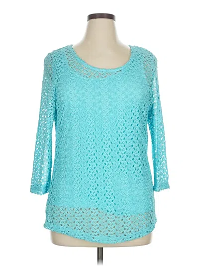 Pre-owned Jm Collection 3/4 Sleeve Blouse In Blue