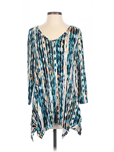 Pre-owned Jm Collection 3/4 Sleeve Blouse In Blue