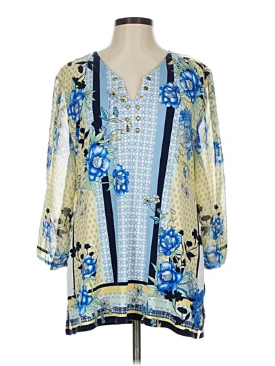 Pre-owned Jm Collection 3/4 Sleeve Blouse In Blue