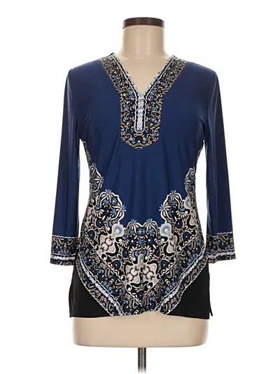 Pre-owned Jm Collection 3/4 Sleeve Blouse In Blue