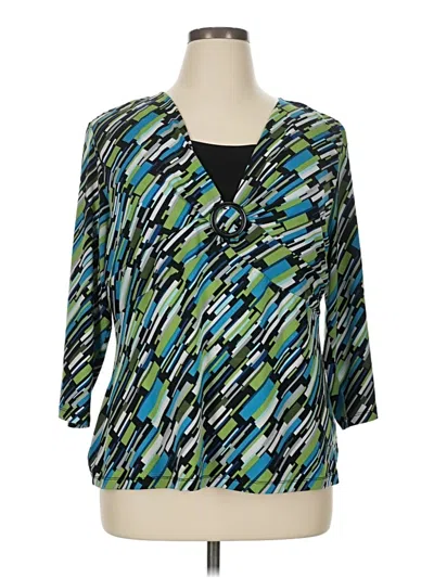 Pre-owned Jm Collection 3/4 Sleeve Blouse In Blue