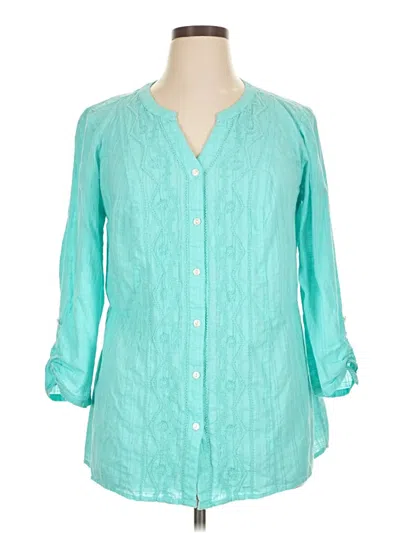 Pre-owned Jm Collection 3/4 Sleeve Blouse In Blue