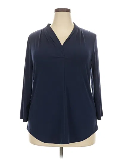 Pre-owned Jm Collection 3/4 Sleeve Blouse In Blue
