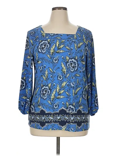 Pre-owned Jm Collection 3/4 Sleeve Blouse In Blue