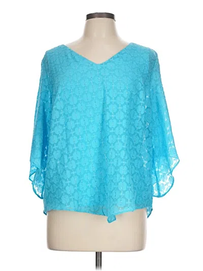 Pre-owned Jm Collection 3/4 Sleeve Blouse In Blue