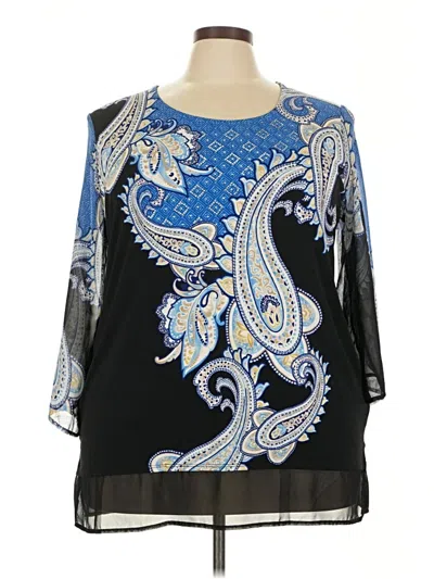 Pre-owned Jm Collection 3/4 Sleeve Blouse In Blue