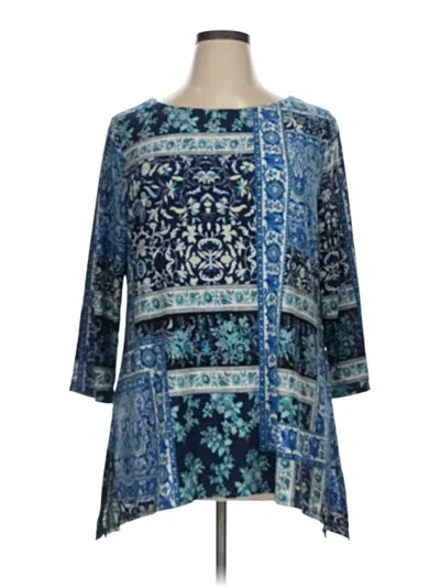 Pre-owned Jm Collection 3/4 Sleeve Blouse In Blue