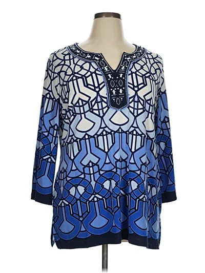 Pre-owned Jm Collection 3/4 Sleeve Blouse In Blue