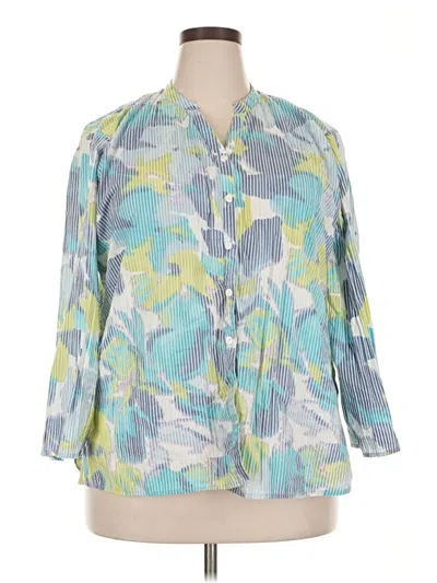 Pre-owned Jm Collection 3/4 Sleeve Blouse In Blue