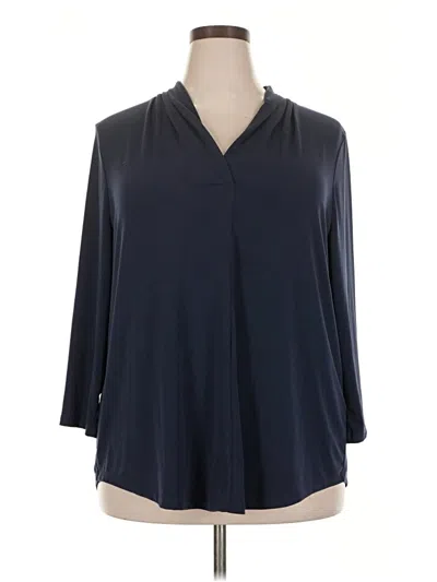 Pre-owned Jm Collection 3/4 Sleeve Blouse In Blue