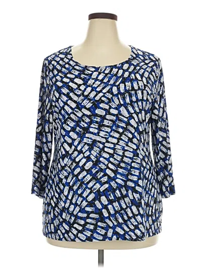 Pre-owned Jm Collection 3/4 Sleeve Blouse In Blue