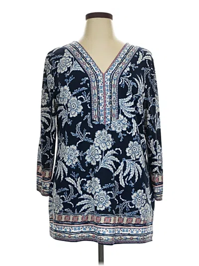 Pre-owned Jm Collection 3/4 Sleeve Blouse In Blue