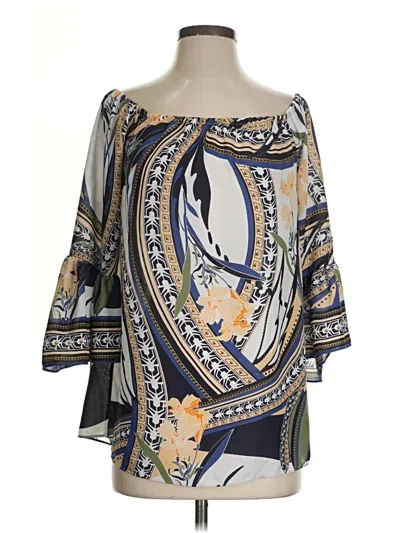 Pre-owned Jm Collection 3/4 Sleeve Blouse In Blue