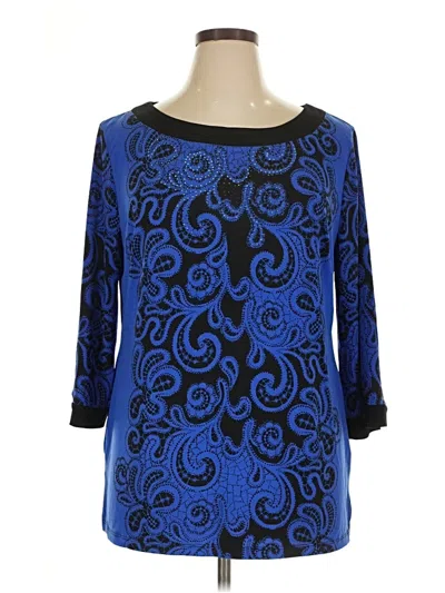 Pre-owned Jm Collection 3/4 Sleeve Blouse In Blue