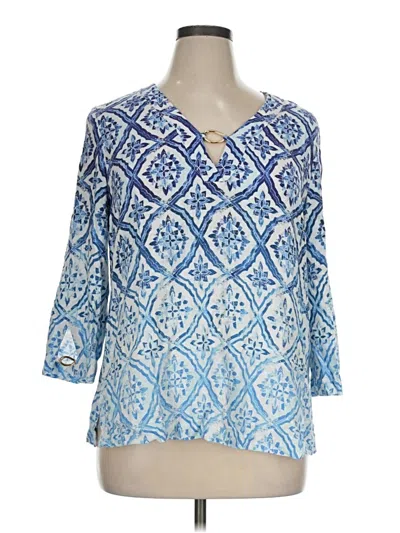 Pre-owned Jm Collection 3/4 Sleeve Blouse In Blue