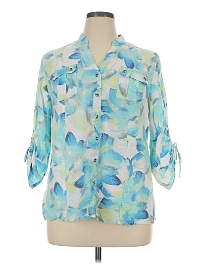 Pre-owned Jm Collection 3/4 Sleeve Blouse In Blue