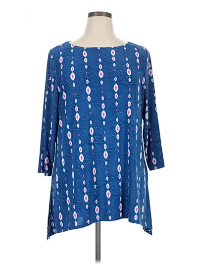 Pre-owned Jm Collection 3/4 Sleeve Blouse In Blue