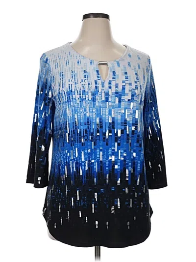 Pre-owned Jm Collection 3/4 Sleeve Blouse In Blue