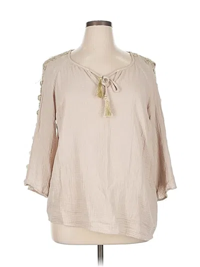 Pre-owned Jm Collection 3/4 Sleeve Blouse In Brown