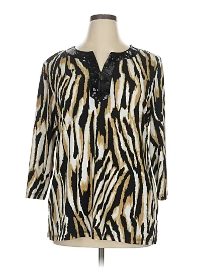 Pre-owned Jm Collection 3/4 Sleeve Blouse In Brown