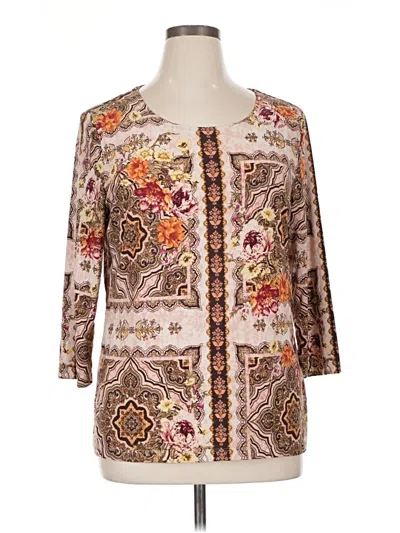 Pre-owned Jm Collection 3/4 Sleeve Blouse In Brown