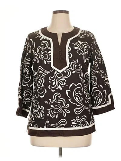 Pre-owned Jm Collection 3/4 Sleeve Blouse In Brown