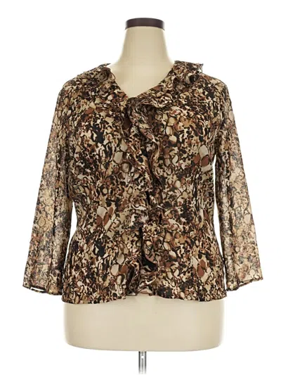 Pre-owned Jm Collection 3/4 Sleeve Blouse In Brown