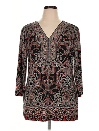 Pre-owned Jm Collection 3/4 Sleeve Blouse In Brown