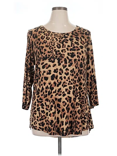 Pre-owned Jm Collection 3/4 Sleeve Blouse In Brown