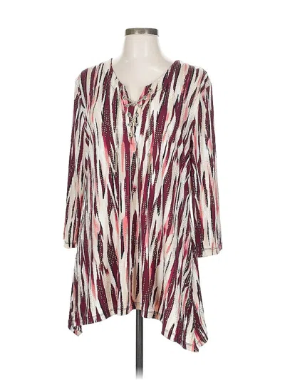 Pre-owned Jm Collection 3/4 Sleeve Blouse In Burgundy