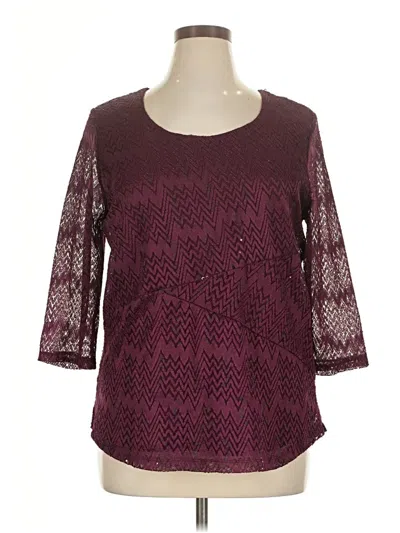 Pre-owned Jm Collection 3/4 Sleeve Blouse In Burgundy
