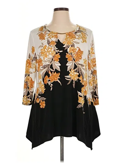 Pre-owned Jm Collection 3/4 Sleeve Blouse In Gold